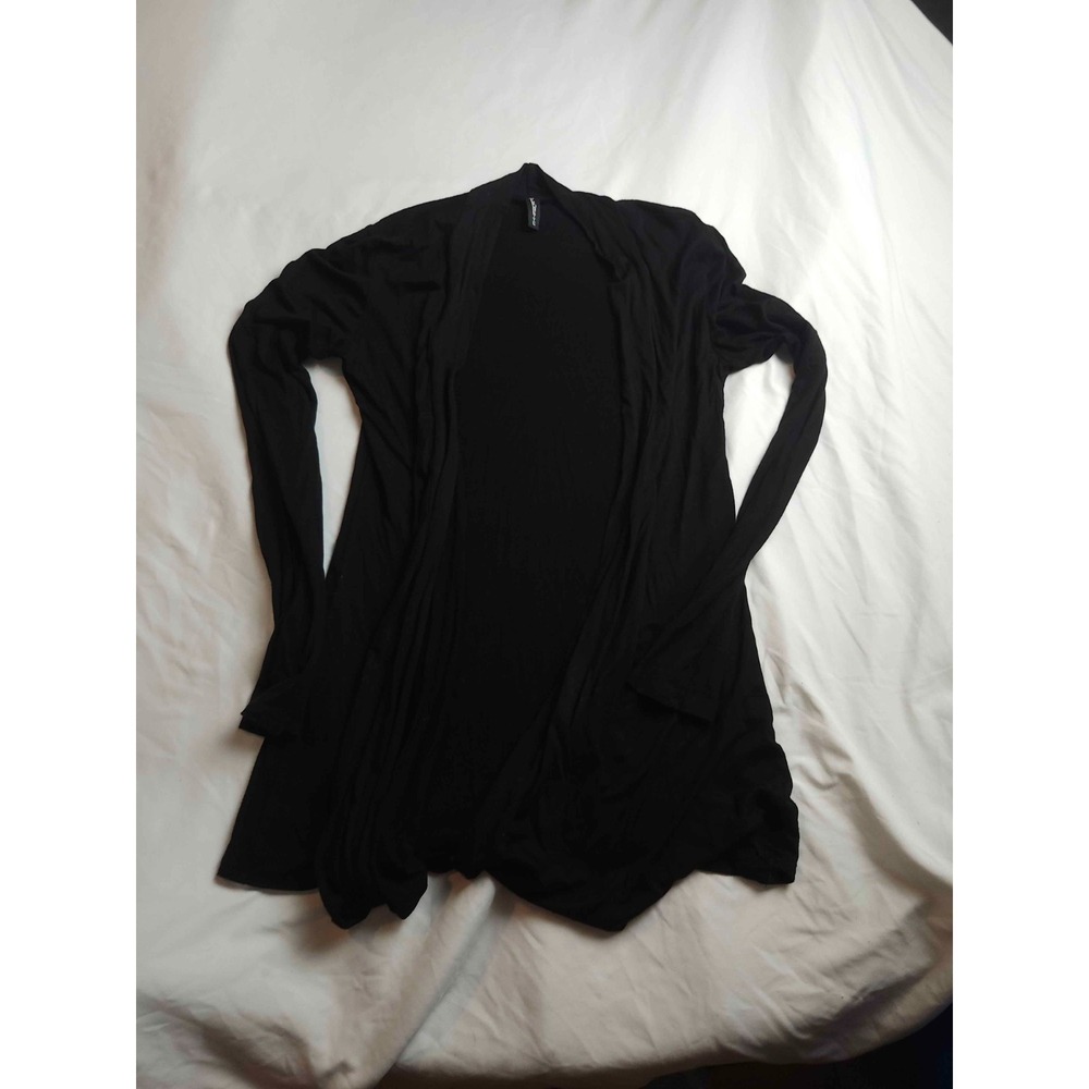 JM Fleurette Cardigan Womens S Black Open Minimalist Indie Travel Layering USA